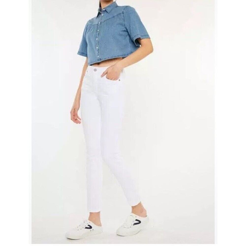 Kan Can USA USA High Rise Ankle Skinny Jeans Size 11-29 White New NWT